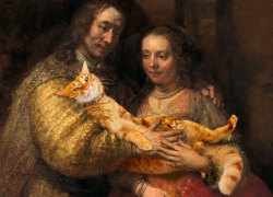 Rembrandt van Rijn, Isaac and Rebecca with a fur baby, Known as ‘The Jewish Bride’and the Cat